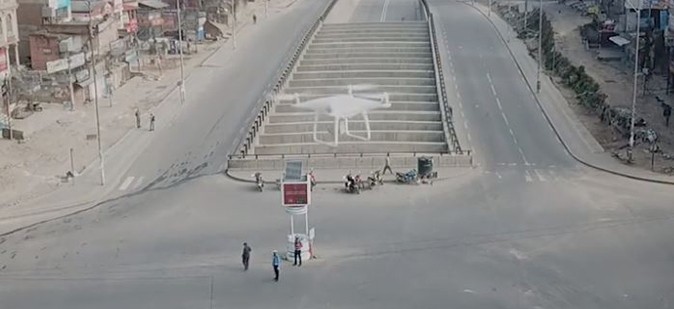 नेपाल प्रहरीद्वारा ड्रोनबाट लकडाउन अनुगमन
