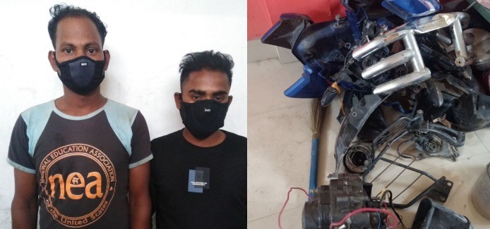 चोरी गरिएको मोटरसाइकलका पार्टपूर्जासहित २ जना पक्राउ