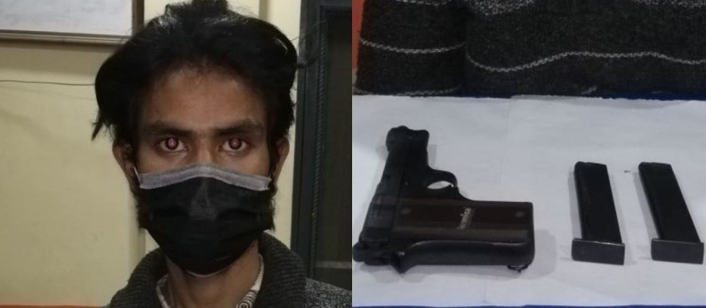 भारतबाट नेपाल आउँदै गरेका युवक पेस्तोल र म्याग्जिनसहित पक्राउ