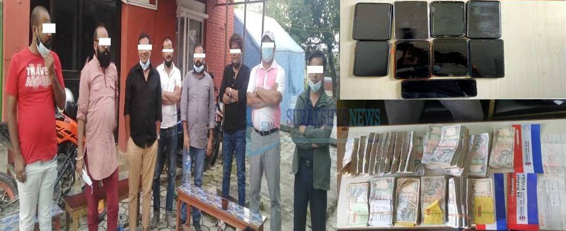 अनलाइनमार्फत् युरोकप फुटबलको सट्टाबाजी, ३४ लाख ६५ हजार नगदसहित ८ जना पक्राउ