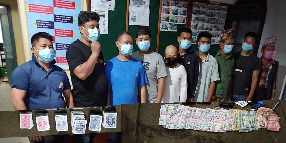 दाङमा एक लाख नगदसहित १० जुवाडे पक्राउ