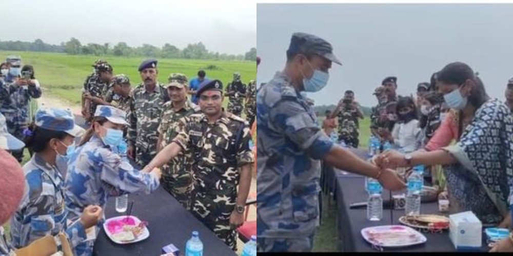 नेपाल-भारत सीमामा दुवै देशका सुरक्षाकर्मीले एक अर्कालाई राखी बाँधे
