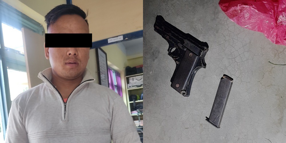 दाङमा अटोमेटिक पेस्तोलसहित रोल्पाका एक जना युवक पक्राउ