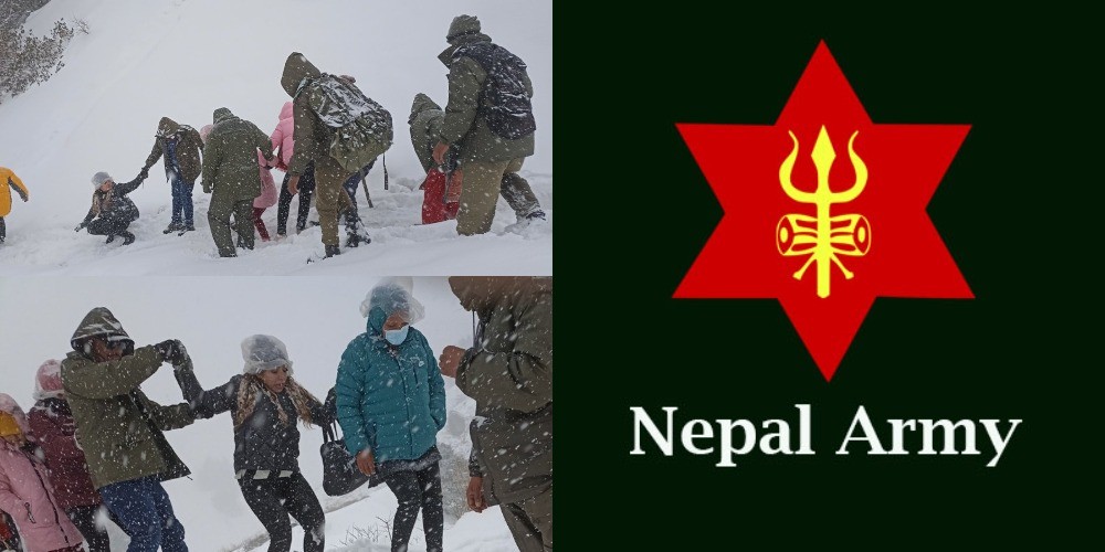 नेपाली सेनाद्वारा हिमपातका कारण अलपत्र परेका १४ जना पर्यटकको सकुशल उद्धार