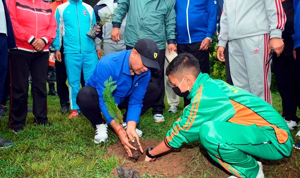 नेपाल एपीएफ स्कूल कीर्तिपुर परिषरमा वृक्षारोपण 