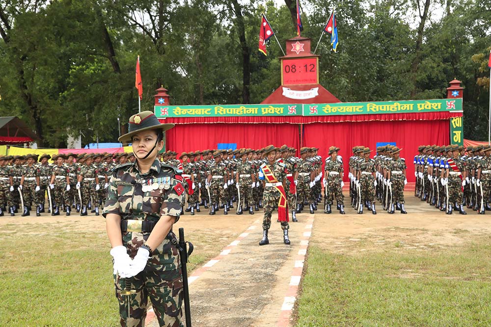 सैन्य आधार तालिम सकियो, जवानहरूद्वारा दलेल कवाज प्रदर्शन