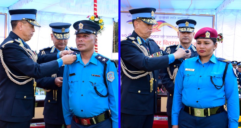 प्रहरी महानिरीक्षक खापुङद्वारा विक र अधिकारीलाई दर्ज्यानी चिह्न प्रदान